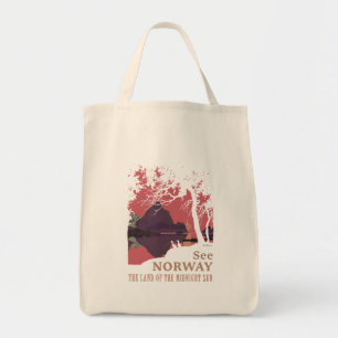 Tote Bag Affiche minimaliste de coucher de soleil en Norvèg