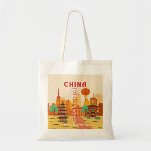 Tote Bag Affiche Rétro Voyage Chine Shanghai