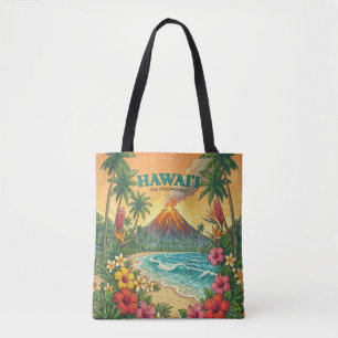 Tote Bag Affiches de voyage hawaïennes vintage - Île d'Hawa
