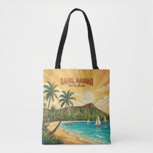 Tote Bag Affiches de voyage hawaïennes vintage - Oahu