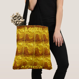 Tote Bag African Love Golden Yellow Art Motif Design