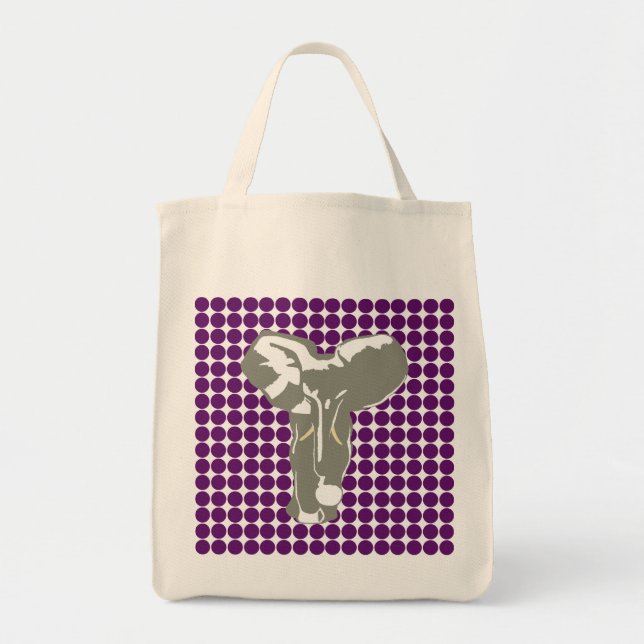 Tote Bag African Violet Safari Dot avec Pop Art Elephant (Devant)