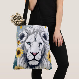 Tote Bag African Wildlife Safari Lion & Floral Sunflower