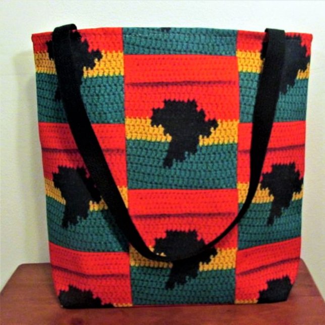 Tote Bag Afrique Noir Rouge Or Vert Crochet Artiste Impress (Créateur téléchargé)
