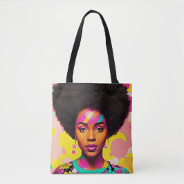 Tote Bag Afro Black Woman Colorful Pop Art