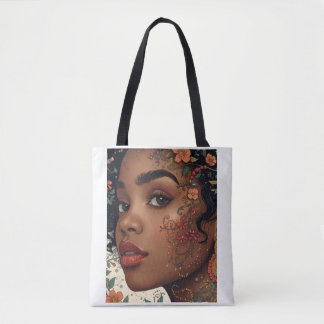 Tote Bag Afrocentric Floral Portrait Tote | Serenity Noire