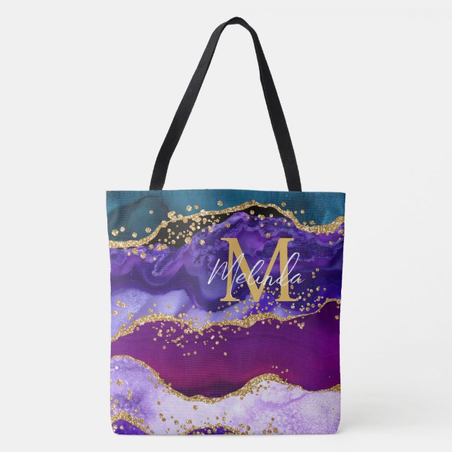 Tote Bag Agate de Parties scintillant de Peacock violet et  (Devant)