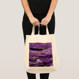Tote Bag Agate Violet violet or Parties scintillant Géode N