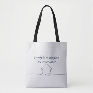 Tote Bag Agent immobilier Navy Art linéaire