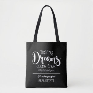 Tote Bag agent immobilier promo faire des rêves devenir réa