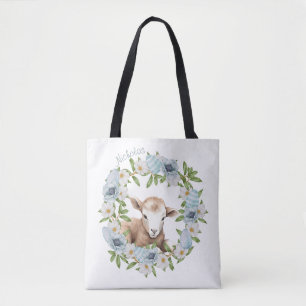 Tote Bag Agneau de Pâques personnalisé à l'aquarelle