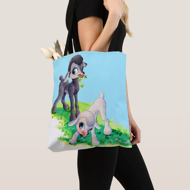 Tote Bag agneau noir agneau blanc (De près)