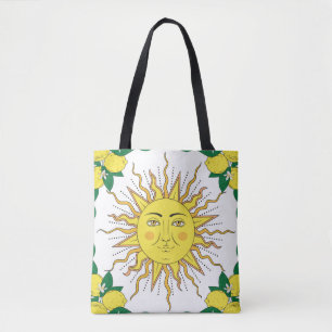 Tote Bag agrumes tropicaux citrons fruits à fleurs encadren