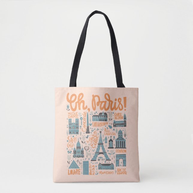 Tote Bag Ah, Paris ! typographie de ville de | (Devant)