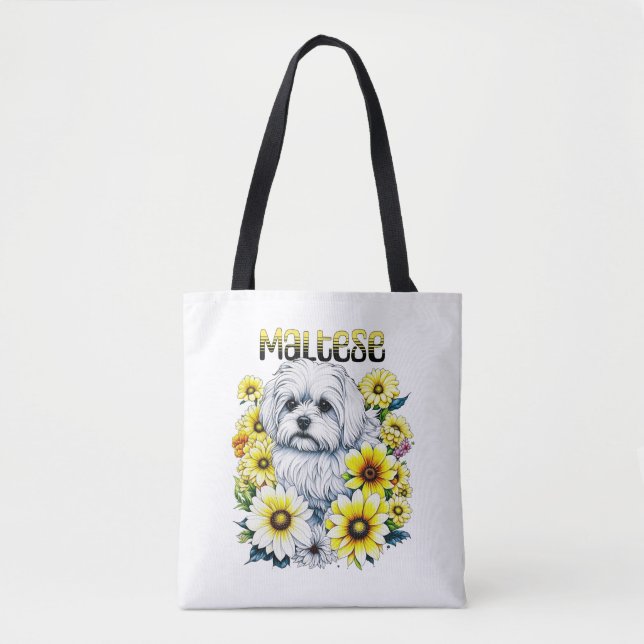 Tote Bag Ai Art de l'aquarelle maltaise pour les propriétai (Devant)