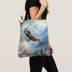 Tote Bag Aigle dans le paysage neigeux