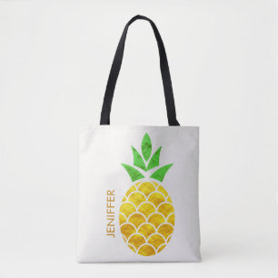 Tote Bag Aiguille d'été personnalisée Or Ananas géométrique