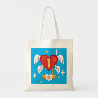 Tote Bag Ailes angéliques cœur avec numéro un au milieu
