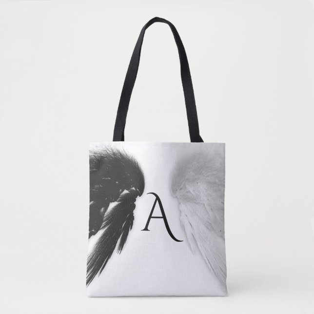 Tote Bag AILES D'ANGE Monogramme Noir + Blanc (Devant)