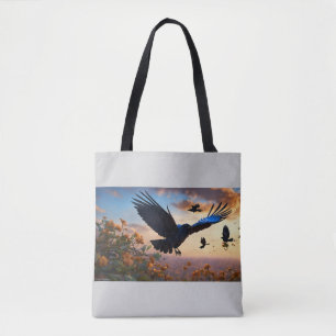 Tote Bag Ailes du Vent : Le Corbeau et le Moineau
