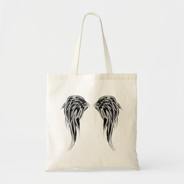 Tote Bag Ailes noires et blanches fraîches d'ange (Devant)