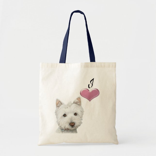 Tote Bag Aimez l'art mignon de chien de Westie avec le (Devant)