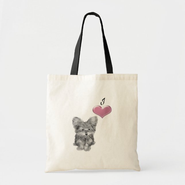 Tote Bag Aimez l'art mignon de chien de Yorkie avec le (Devant)