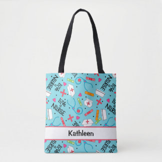 Tote Bag Aimez un nom de bleu de turquoise d'art