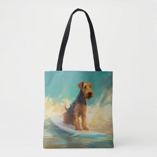 Tote Bag Airedale Beach Surf Peinture (Devant)