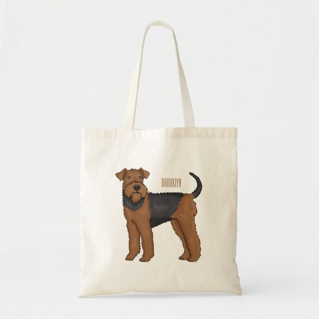 Tote Bag Airedale terrier dog cartoon (Devant)