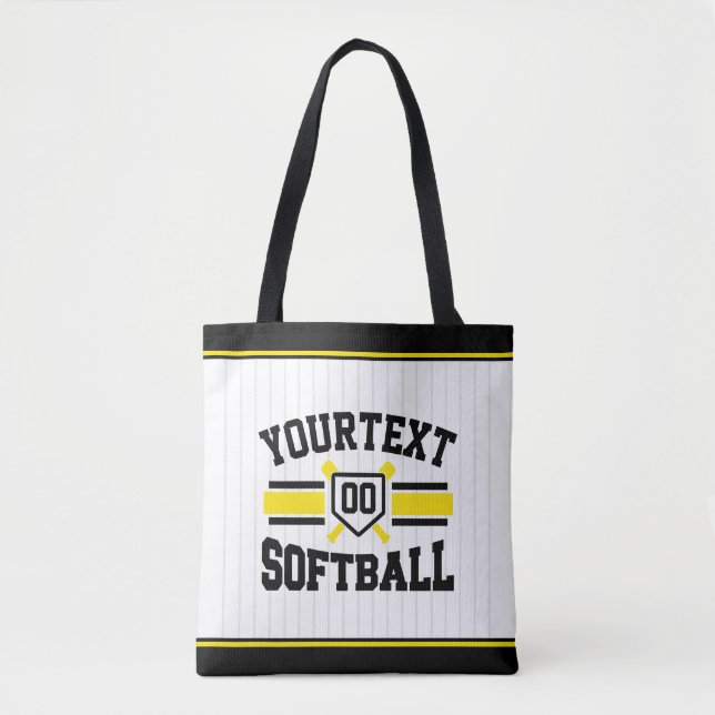 Tote Bag AJOUT PERSONNALISÉ NOM Softball Player Varsity Tea (Devant)
