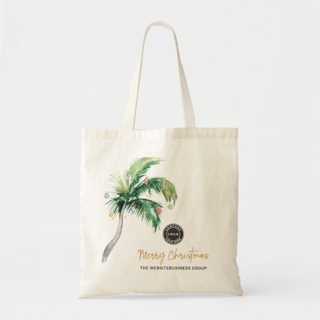 Tote Bag Ajouter Business Logo Noël Palm Tree Holiday (Devant)