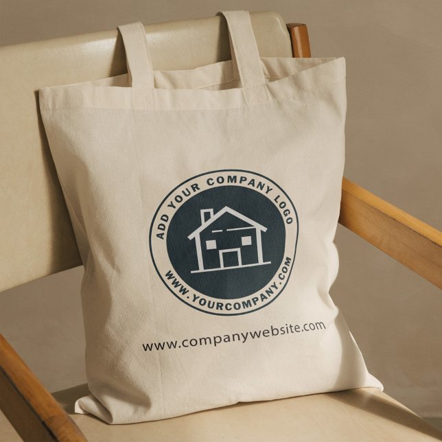 Tote Bag Ajouter un logo d'entreprise personnalisé Adresse  (Add Custom Business Logo Company Website Address Tote Bag)