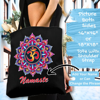 Tote Bag Ajouter un nom,, Mandala avec le symbole OM sur un