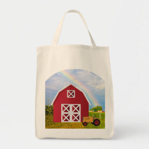 Tote Bag Ajouter votre nom à la grange rouge avec le ciel b