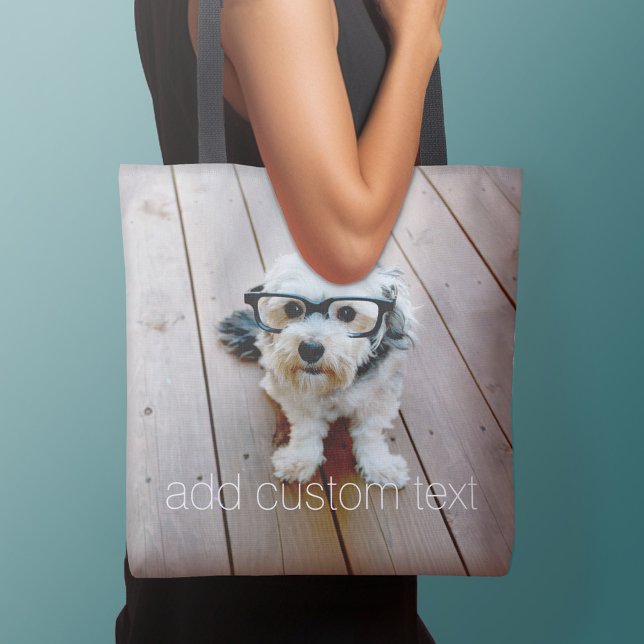 Tote Bag Ajouter votre propre photo et votre propre texte p (Personalized tote bag with photos collage and text)