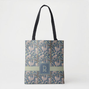 Tote Bag Ajoutez votre motif floral mignon initial de
