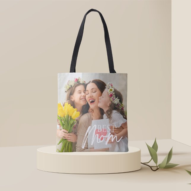 TOTE BAG AJOUTEZ VOTRE PHOTO MEILLEURE MÈRE  (Créateur téléchargé)