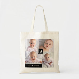 Tote Bag Ajoutez votre propre collection de 4 photos Monogr