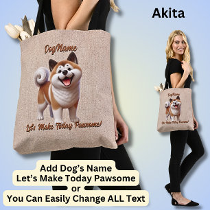 Tote Bag Akita - Ajouter le nom du chien, modifier le texte