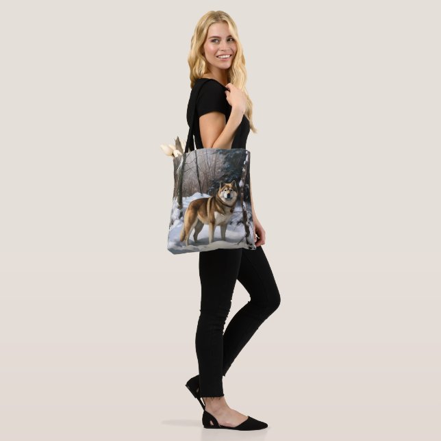Tote Bag Akita Laisser Neige Noël (Sur le modèle)