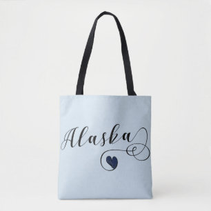 Tote Bag Alaska Heart Grocery Bag, Alaska