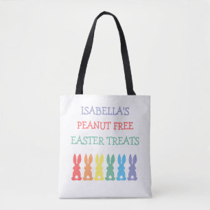 Tote Bag Alerte d'allergie alimentaire de lapin arc-en-ciel