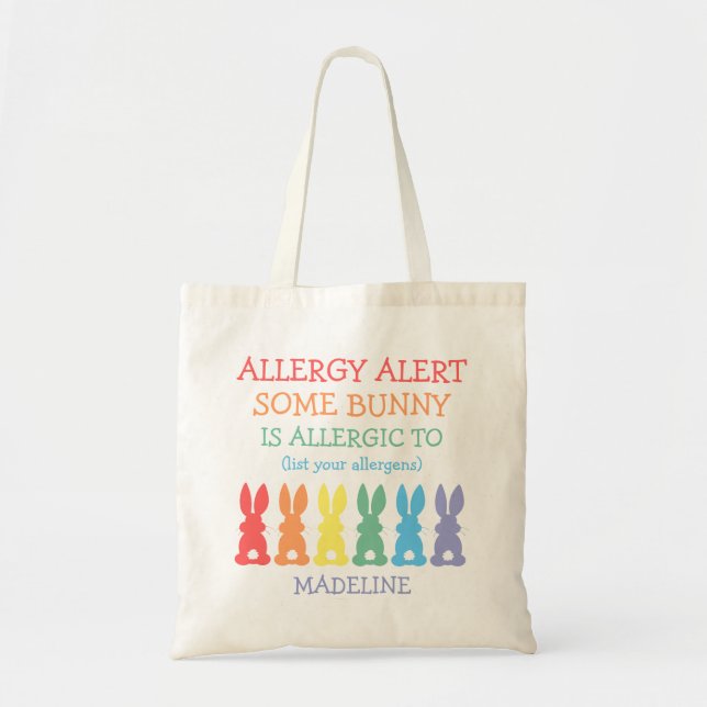 Tote Bag Alerte d'allergie alimentaire de lapins (Devant)