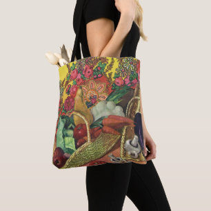 Tote Bag Alimentation Biologique, Légumes de jardin, Fleurs