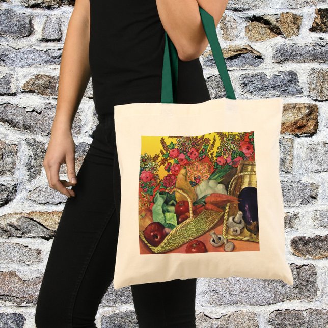 Tote Bag Alimentation Biologique, Légumes de jardin, Fleurs (Créateur téléchargé)