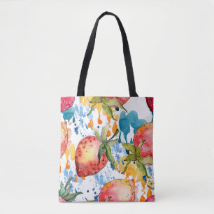 Tote Bag Alimentation saine fraise. Arrière - plan aquarell