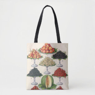 Tote Bag Aliments Anciens Fruits Assortis sur Plateaux pour