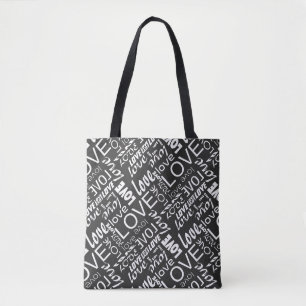 Tote Bag Alive Black and White Gallery Love Words Art