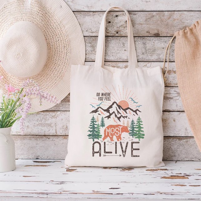 Tote Bag Aller Là Où Vous Sentez Le Plus Vivant Inspiration (Créateur téléchargé)